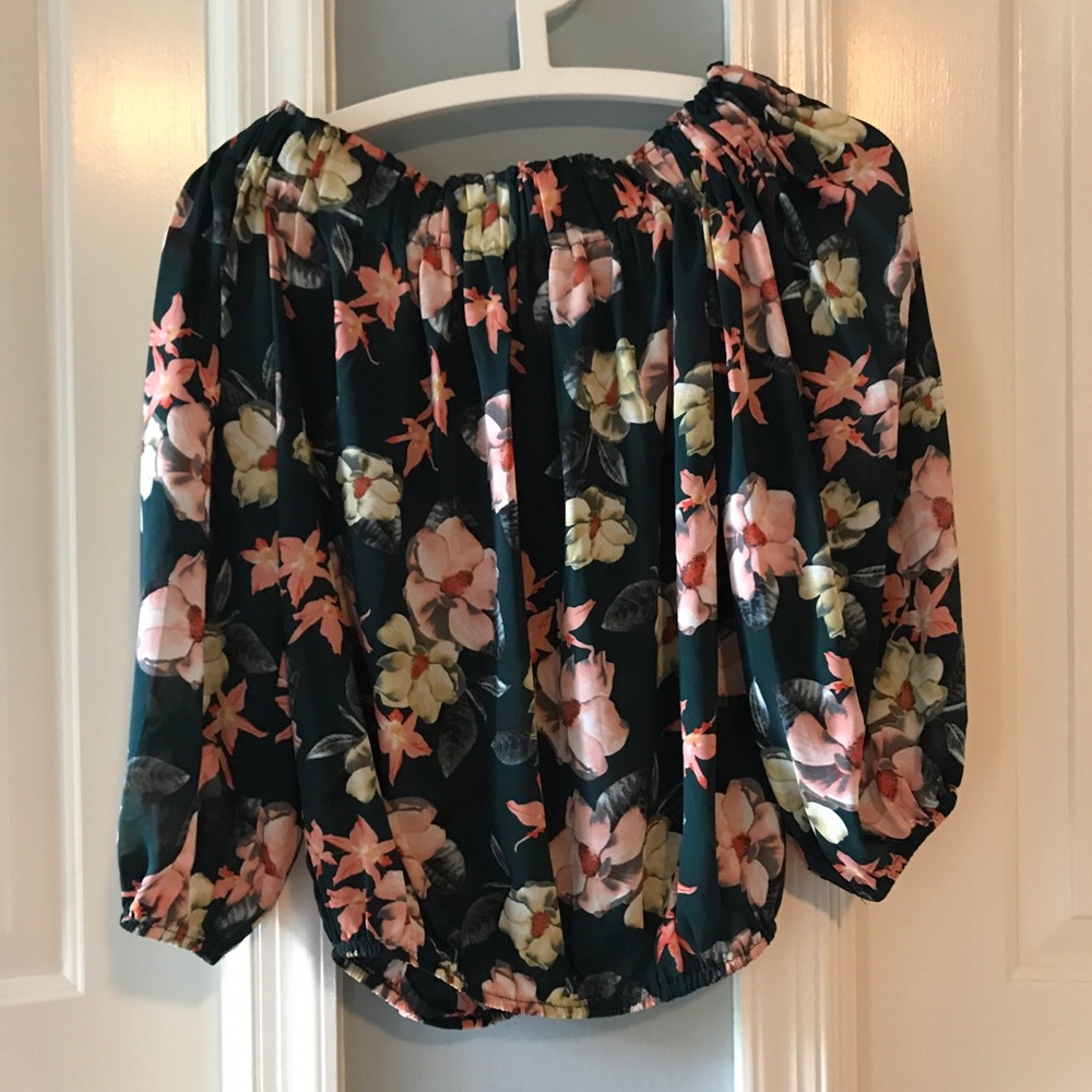 Off the shoulder, floral summer blouse
